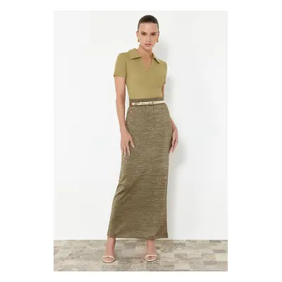 Trendyol Khaki Maxi Glitter Skirt