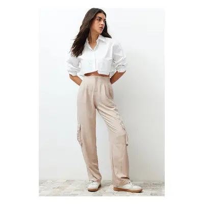 Trendyol Mink Jogger Elastic Waist Woven Trousers with Cargo Pocket