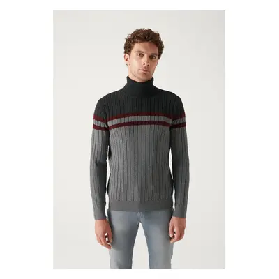 Avva Men's Anthracite Full Turtleneck Wool Sweater