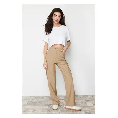 Trendyol Mink Straight Cut Woven Trousers with Cargo Pocket