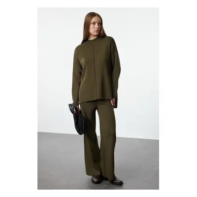 Trendyol Khaki Sweater Trousers Knitwear Bottom-Top Set