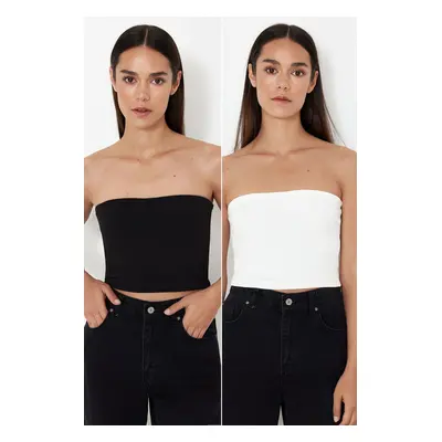 Trendyol Black-Ecru Pack Stretchy Knitted Blouse