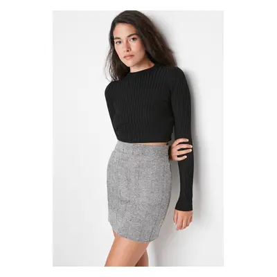 Trendyol Black A-line Stamp Fabric Mini Woven Skirt