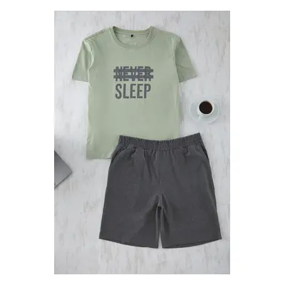 Trendyol Mint Regular Fit Knitted Shorts Pajama Set