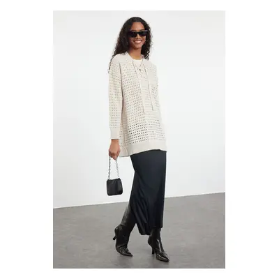 Trendyol Openwork/Perforated Knitwear Sweater with Stone Eyelet Accessories