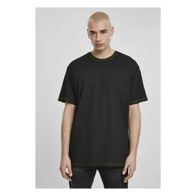 Heavy Oversized Contrast Stitch Tee černá/elektrická limetka