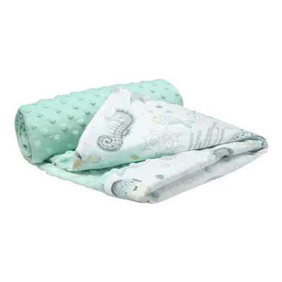 Medi Partners Blanket cotton + minky – Ocean + minty minky