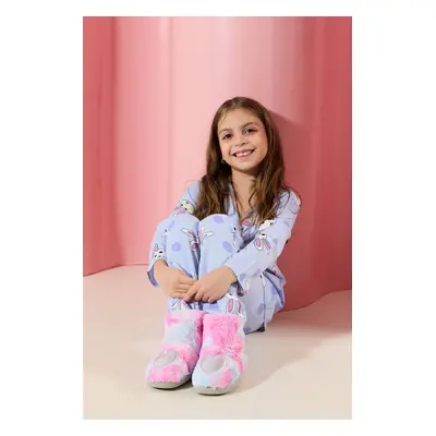 Trendyol Pink Heart Embroidered Big Girl Kids Slipper Home Boots