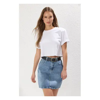 Trendyol Blue Stone Mini Denim Skirt