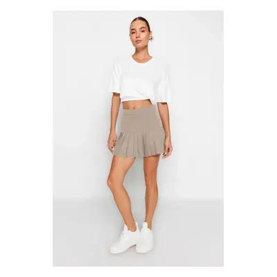 Trendyol Beige Pleated Detail Mini Skirt