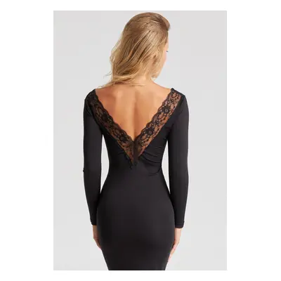 Cool & Sexy Women's Black Lace Detailed Midi Dress