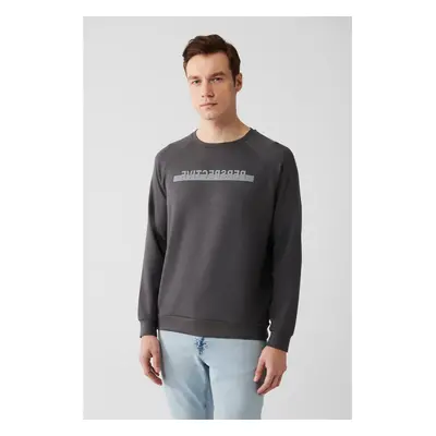 Avva Men's Anthracite Soft Touch Crew Neck Printed Sweatshirt