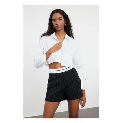 Trendyol Black Striped Cargo Pocket Stripe Waist Detailed Mini Shorts & Bermuda