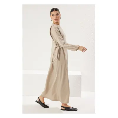 Trendyol Mink Knitting with Tie Detail Dress