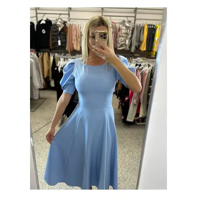 Blue long dress with puff sleeves LIVIEN