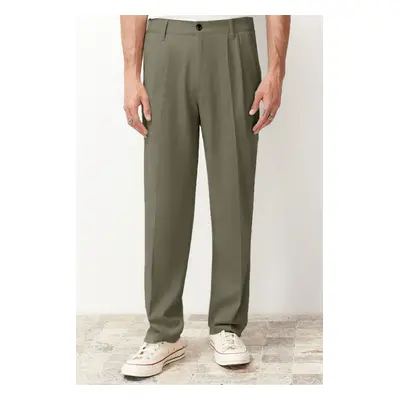 Trendyol Khaki Pleated Classic Baggy Fit Fabric Trousers