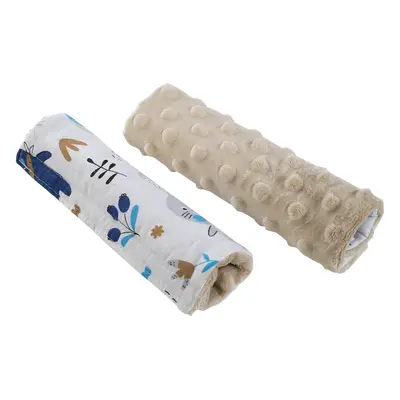 Medi Partners Stroller belt protectors (2 pcs.) cotton + minky – Boho animals + beige minky