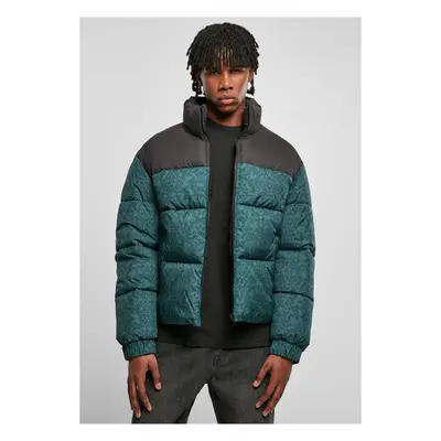 AOP Retro Puffer Jacket bottlegreen damast aop