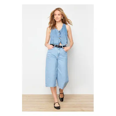 Trendyol Blue More Sustainable High Waist Denim Bermuda