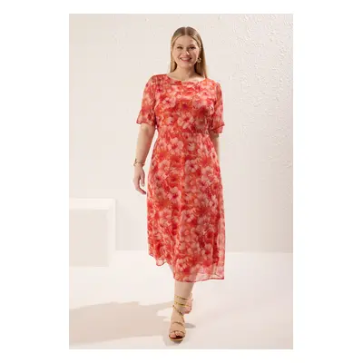 Trendyol Curve Multicolored Floral A-line Midi Woven Dress