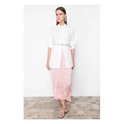 Trendyol Dusty Rose Pleated Satin Woven Skirt