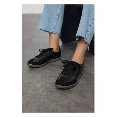 Trendyol Black Retro Lace-Up Women's Sneakers