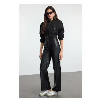 Trendyol Black Relaxed/Comfortable Straight/Piece Leg Stitch Detailed Trousers