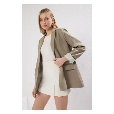 Trendyol Light Khaki Striped Detail Regular Blazer Jacket