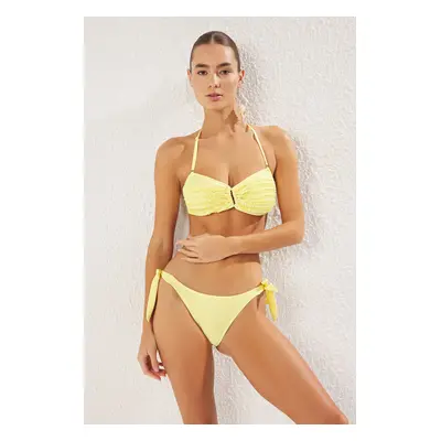 Trendyol Yellow*001 Plain Strapless Normal Waist Bikini Set