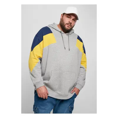 Oversize 3-Tone Hoody šedá/medová/tmavě modrá