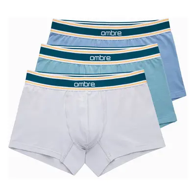 Ombre Classic fit men's boxer shorts with decorative elastic waistband - 3-pack mix OM-UNBO