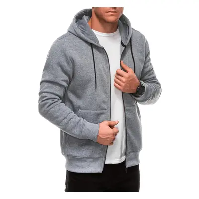 Edoti Unzipped men's BASIC hooded sweatshirt - grey melange