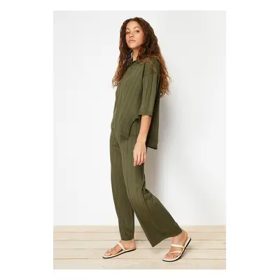 Trendyol Green Basic Ribbed Knitwear Two Piece Set