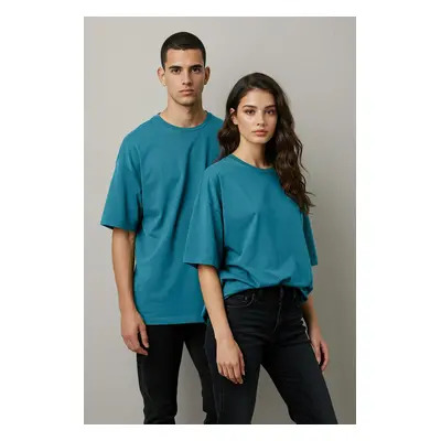 Trendyol Emerald Green Oversize/Wide Cut Basic 100% Cotton T-Shirt