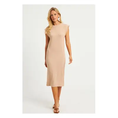 Cool & Sexy Women's Stone Basic Midi Dress