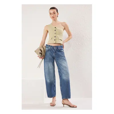 Trendyol Blue Normal Waist Barrel Baggy Jeans