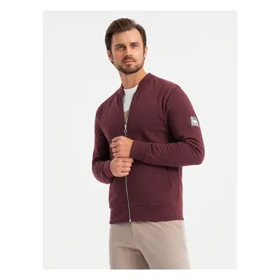 Ombre Unzipped cotton men's sweatshirt bomber - maroon