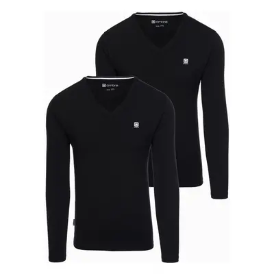 Ombre Set of 2x men's SLIM FIT longsleeve with V neckline and logo