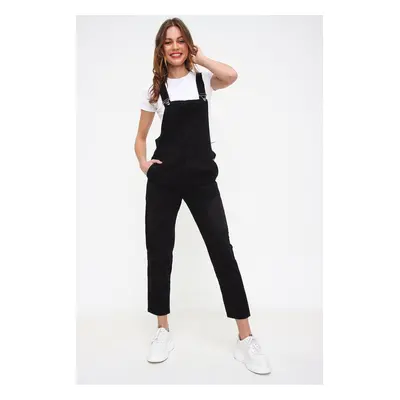 Trend Alaçatı Stili Women's Black Denim Gardener Salopet