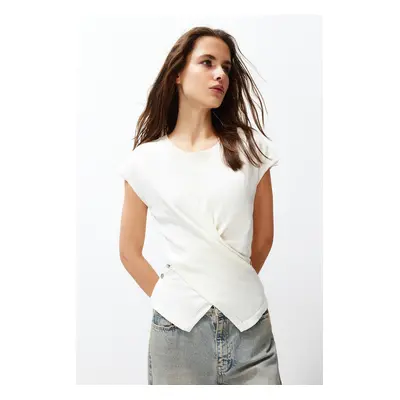 Trendyol Ecru Cotton T-Shirt Look Knitwear Blouse