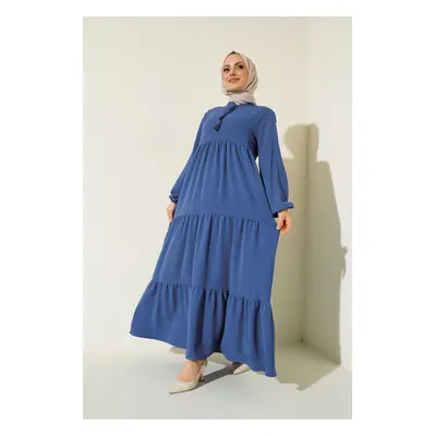 Bigdart Collar Lace-Up Hijab Dress - C.Saks