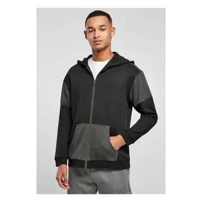 Oversized Patch Zip Hoody černá/uhlová