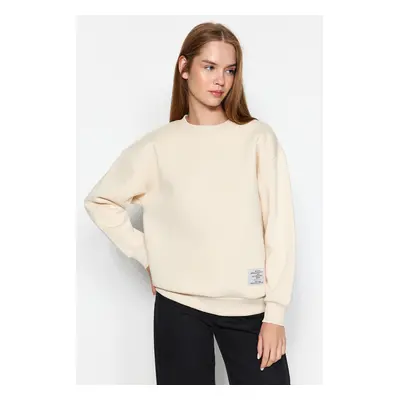 Trendyol Light Stone Label Detailed Regular Crew Neck Knitted Sweatshirt