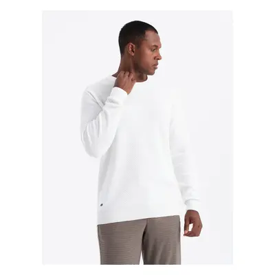 Ombre Men's RELAXED FIT knit sweater in diamond weave - broken white