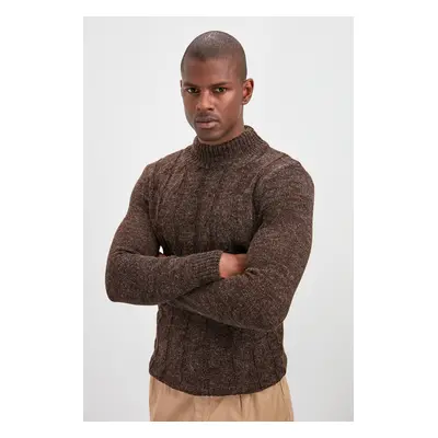 Trendyol Brown Slim Slim Fit Half Turtleneck Hair Knit Sweater