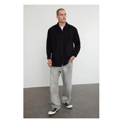 Trendyol Black Oversize Fit Cashmere Winter Textured Shirt