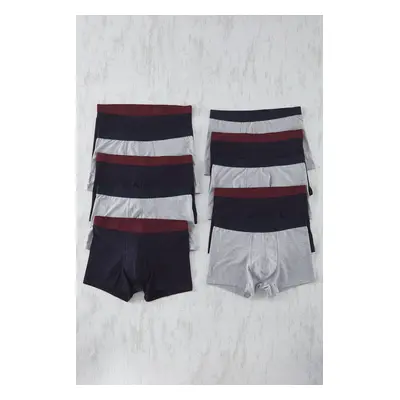 Trendyol Grey-Navy Blue Pack Flexible Cotton Boxers