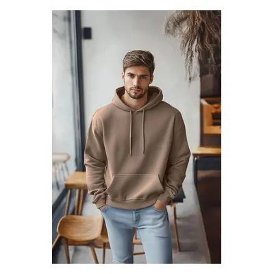 Trendyol Mink Basic Regular Cut Hooded Sweatshirt with Fleece Inside Kangaroo Pocket