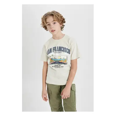 DEFACTO Boys' Crew Neck Printed Short Sleeve T-Shirt