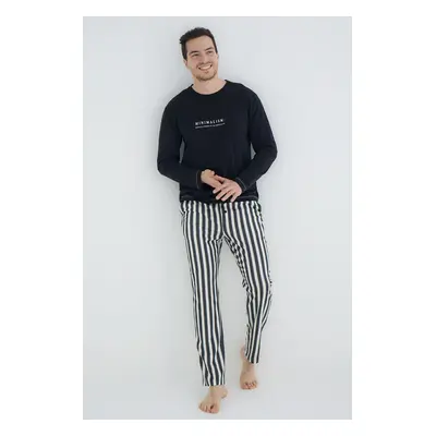 Trendyol Black Regular Fit Striped Knitted Pajama Set